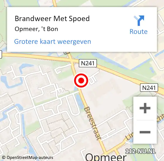 Locatie op kaart van de 112 melding: Brandweer Met Spoed Naar Opmeer, 't Bon op 28 januari 2022 16:06