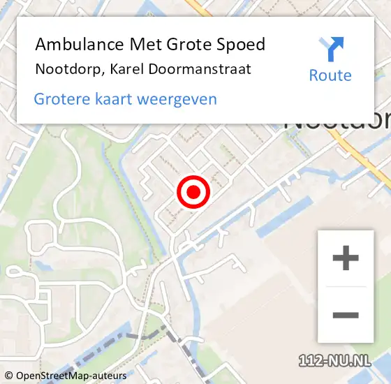 Locatie op kaart van de 112 melding: Ambulance Met Grote Spoed Naar Nootdorp, Karel Doormanstraat op 28 januari 2022 16:10