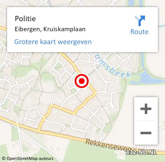 Locatie op kaart van de 112 melding: Politie Eibergen, Kruiskamplaan op 28 januari 2022 16:26