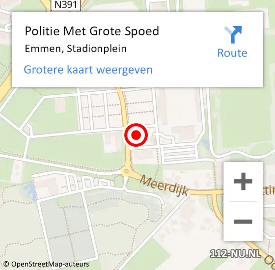 Locatie op kaart van de 112 melding: Politie Met Grote Spoed Naar Emmen, Stadionplein op 28 januari 2022 16:26