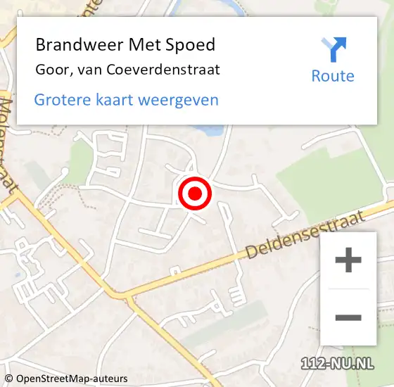 Locatie op kaart van de 112 melding: Brandweer Met Spoed Naar Goor, van Coeverdenstraat op 28 januari 2022 16:29