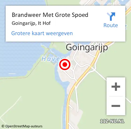 Locatie op kaart van de 112 melding: Brandweer Met Grote Spoed Naar Goingarijp, It Hof op 6 juli 2014 16:35