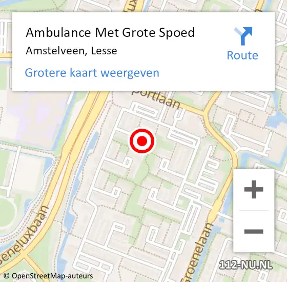 Locatie op kaart van de 112 melding: Ambulance Met Grote Spoed Naar Amstelveen, Lesse op 28 januari 2022 16:49