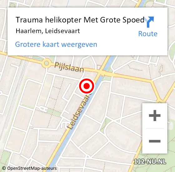 Locatie op kaart van de 112 melding: Trauma helikopter Met Grote Spoed Naar Haarlem, Leidsevaart op 28 januari 2022 16:59