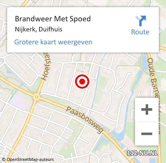 Locatie op kaart van de 112 melding: Brandweer Met Spoed Naar Nijkerk, Duifhuis op 28 januari 2022 16:59