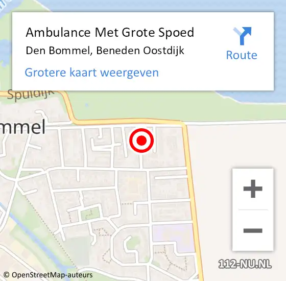 Locatie op kaart van de 112 melding: Ambulance Met Grote Spoed Naar Den Bommel, Beneden Oostdijk op 28 januari 2022 17:22