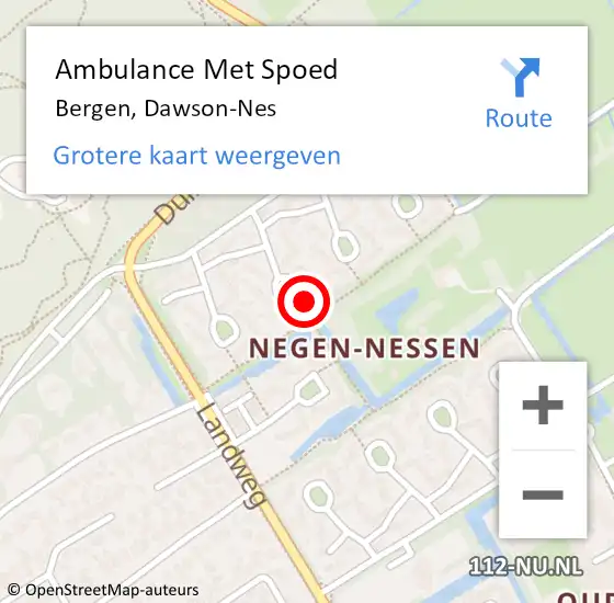 Locatie op kaart van de 112 melding: Ambulance Met Spoed Naar Bergen, Dawson-Nes op 28 januari 2022 17:28