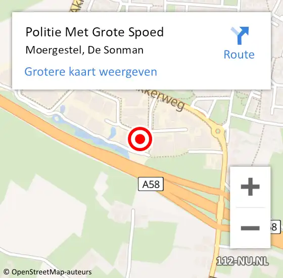 Locatie op kaart van de 112 melding: Politie Met Grote Spoed Naar Moergestel, De Sonman op 28 januari 2022 17:35