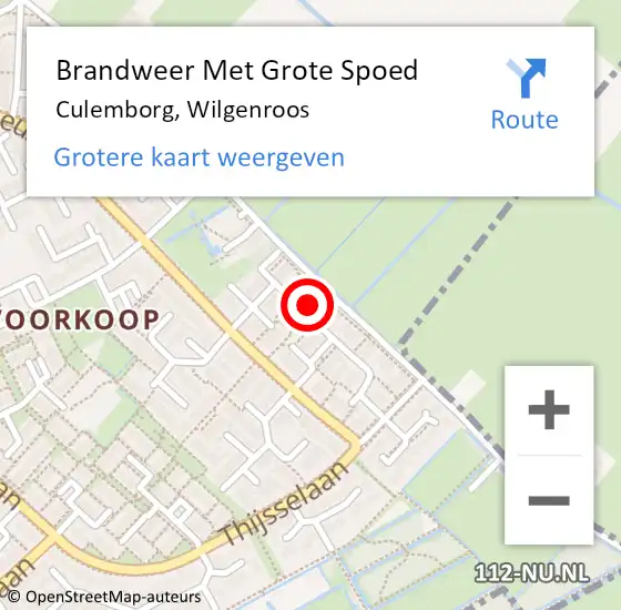 Locatie op kaart van de 112 melding: Brandweer Met Grote Spoed Naar Culemborg, Wilgenroos op 28 januari 2022 17:52