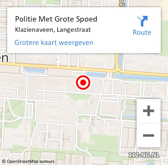 Locatie op kaart van de 112 melding: Politie Met Grote Spoed Naar Klazienaveen, Langestraat op 28 januari 2022 18:05