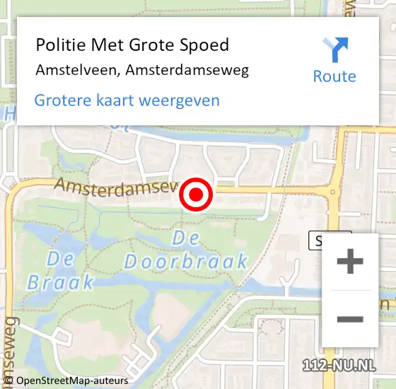 Locatie op kaart van de 112 melding: Politie Met Grote Spoed Naar Amstelveen, Amsterdamseweg op 28 januari 2022 18:09