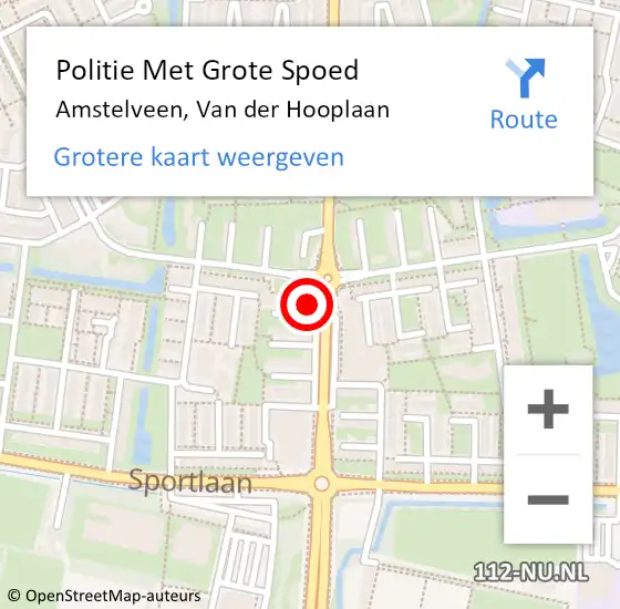 Locatie op kaart van de 112 melding: Politie Met Grote Spoed Naar Amstelveen, Van der Hooplaan op 28 januari 2022 18:15