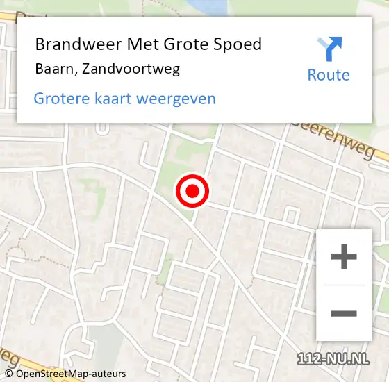 Locatie op kaart van de 112 melding: Brandweer Met Grote Spoed Naar Baarn, Zandvoortweg op 28 januari 2022 18:27