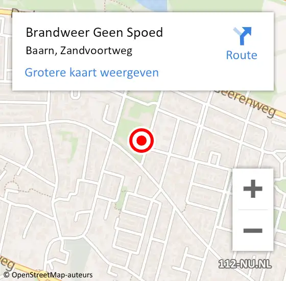 Locatie op kaart van de 112 melding: Brandweer Geen Spoed Naar Baarn, Zandvoortweg op 28 januari 2022 18:31