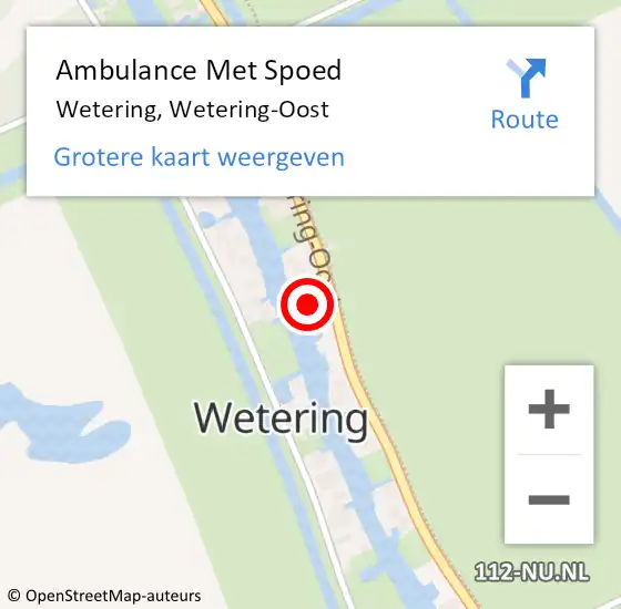 Locatie op kaart van de 112 melding: Ambulance Met Spoed Naar Wetering, Wetering-Oost op 28 januari 2022 18:40