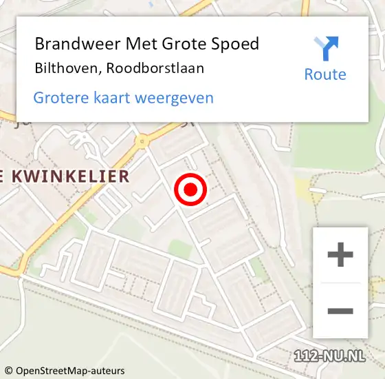 Locatie op kaart van de 112 melding: Brandweer Met Grote Spoed Naar Bilthoven, Roodborstlaan op 28 januari 2022 18:41