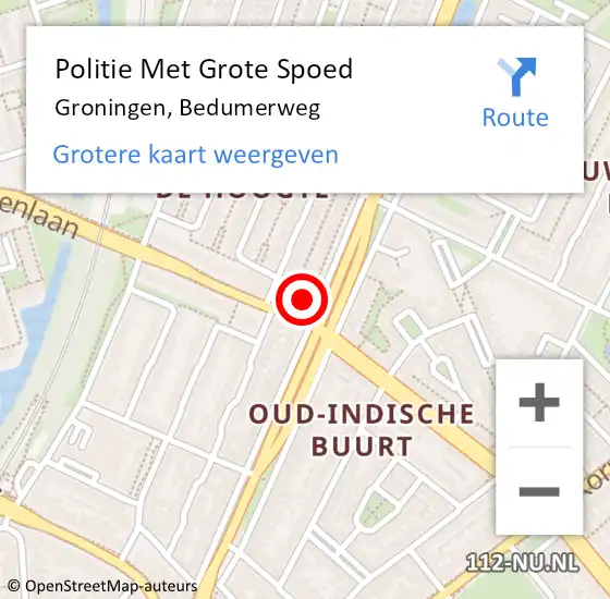 Locatie op kaart van de 112 melding: Politie Met Grote Spoed Naar Groningen, Bedumerweg op 28 januari 2022 18:44