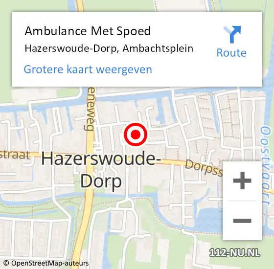 Locatie op kaart van de 112 melding: Ambulance Met Spoed Naar Hazerswoude-Dorp, Ambachtsplein op 28 januari 2022 18:54