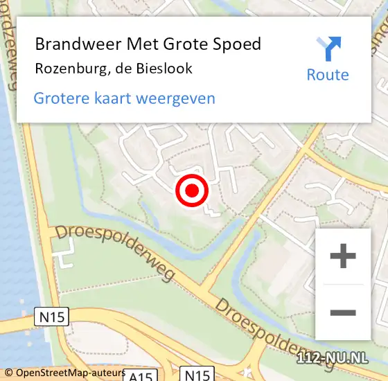 Locatie op kaart van de 112 melding: Brandweer Met Grote Spoed Naar Rozenburg, de Bieslook op 28 januari 2022 18:56