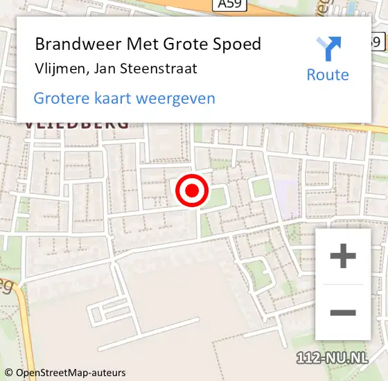 Locatie op kaart van de 112 melding: Brandweer Met Grote Spoed Naar Vlijmen, Jan Steenstraat op 28 januari 2022 19:09
