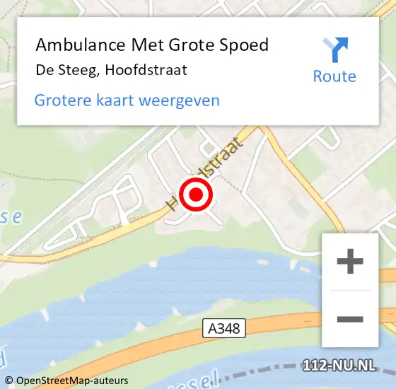 Locatie op kaart van de 112 melding: Ambulance Met Grote Spoed Naar De Steeg, Hoofdstraat op 28 januari 2022 19:14