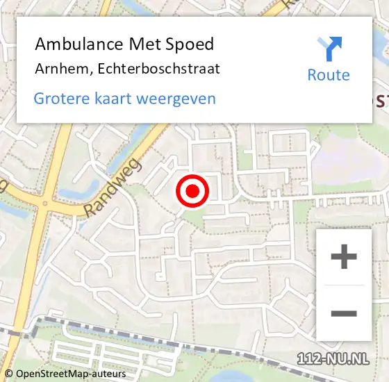 Locatie op kaart van de 112 melding: Ambulance Met Spoed Naar Arnhem, Echterboschstraat op 28 januari 2022 19:31