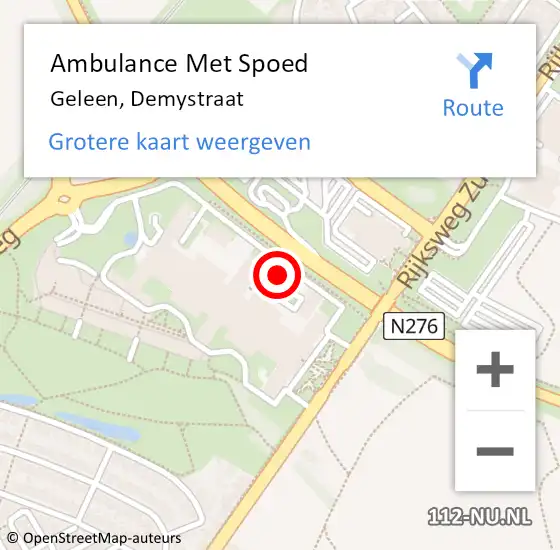 Locatie op kaart van de 112 melding: Ambulance Met Spoed Naar Geleen, Demystraat op 28 januari 2022 19:59