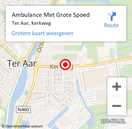 Locatie op kaart van de 112 melding: Ambulance Met Grote Spoed Naar Ter Aar, Kerkweg op 28 januari 2022 20:11