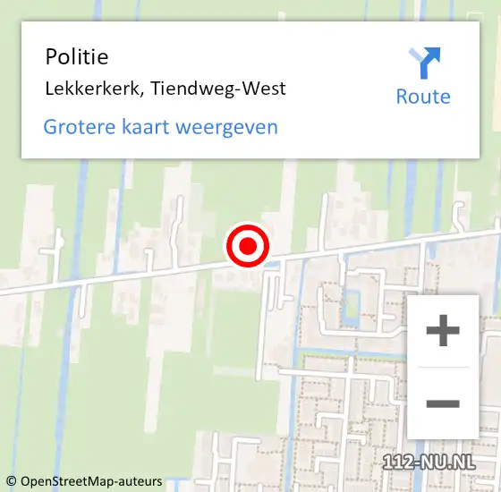 Locatie op kaart van de 112 melding: Politie Lekkerkerk, Tiendweg-West op 28 januari 2022 20:12