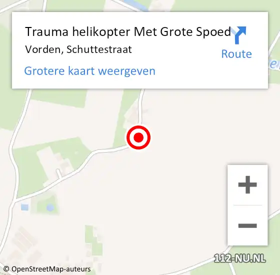 Locatie op kaart van de 112 melding: Trauma helikopter Met Grote Spoed Naar Vorden, Schuttestraat op 28 januari 2022 20:25