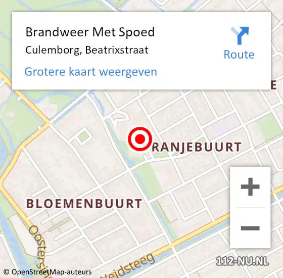 Locatie op kaart van de 112 melding: Brandweer Met Spoed Naar Culemborg, Beatrixstraat op 28 januari 2022 20:34