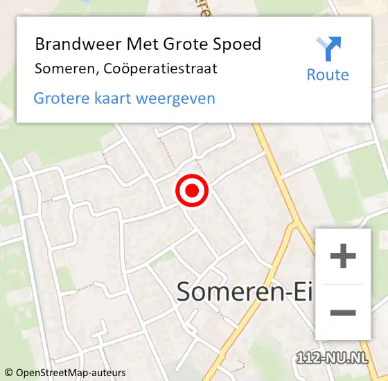 Locatie op kaart van de 112 melding: Brandweer Met Grote Spoed Naar Someren, Coöperatiestraat op 28 januari 2022 20:50