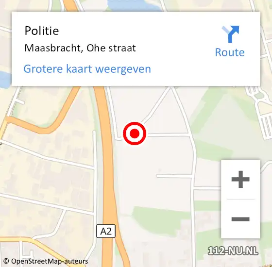 Locatie op kaart van de 112 melding: Politie Maasbracht, Ohe straat op 28 januari 2022 21:34