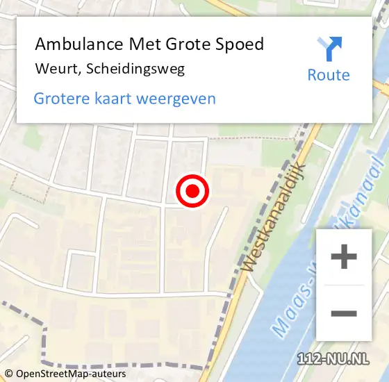 Locatie op kaart van de 112 melding: Ambulance Met Grote Spoed Naar Weurt, Scheidingsweg op 28 januari 2022 21:48