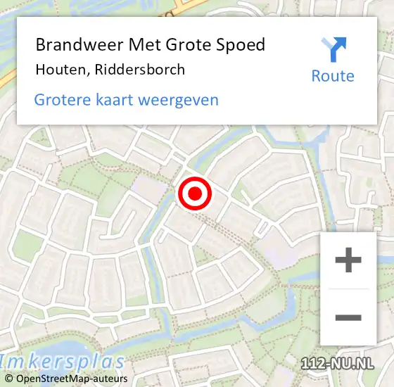 Locatie op kaart van de 112 melding: Brandweer Met Grote Spoed Naar Houten, Riddersborch op 28 januari 2022 22:13