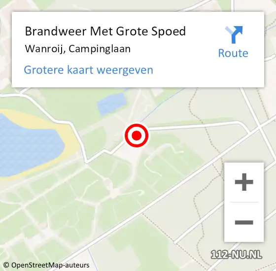 Locatie op kaart van de 112 melding: Brandweer Met Grote Spoed Naar Wanroij, Campinglaan op 28 januari 2022 22:19