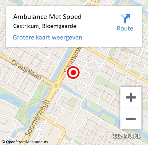 Locatie op kaart van de 112 melding: Ambulance Met Spoed Naar Castricum, Bloemgaarde op 28 januari 2022 22:22