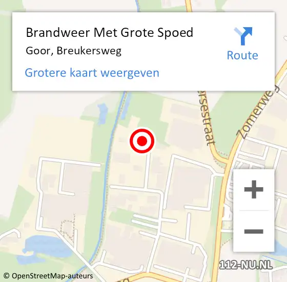 Locatie op kaart van de 112 melding: Brandweer Met Grote Spoed Naar Goor, Breukersweg op 28 januari 2022 22:54