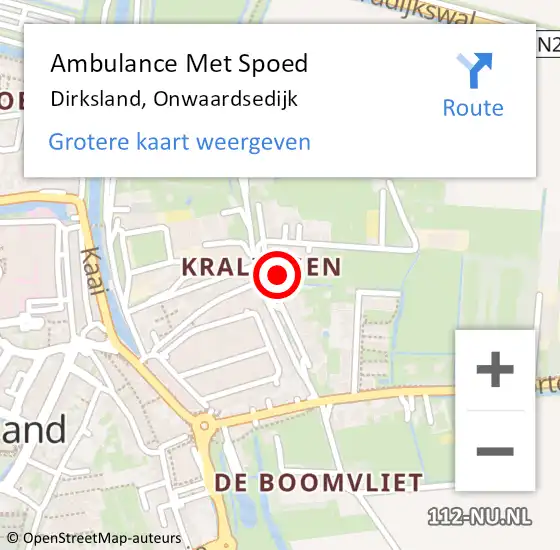 Locatie op kaart van de 112 melding: Ambulance Met Spoed Naar Dirksland, Onwaardsedijk op 28 januari 2022 22:55