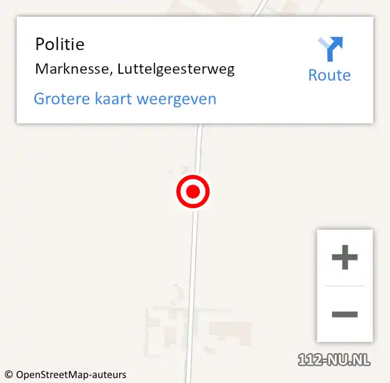 Locatie op kaart van de 112 melding: Politie Marknesse, Luttelgeesterweg op 7 oktober 2013 13:50