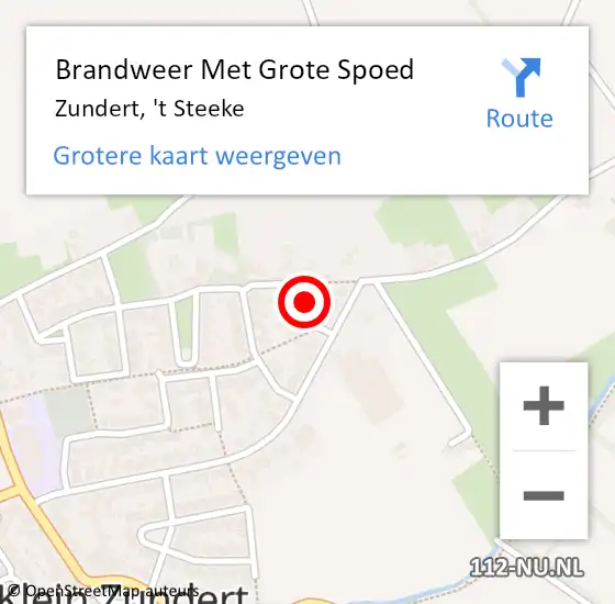 Locatie op kaart van de 112 melding: Brandweer Met Grote Spoed Naar Zundert, 't Steeke op 28 januari 2022 23:28