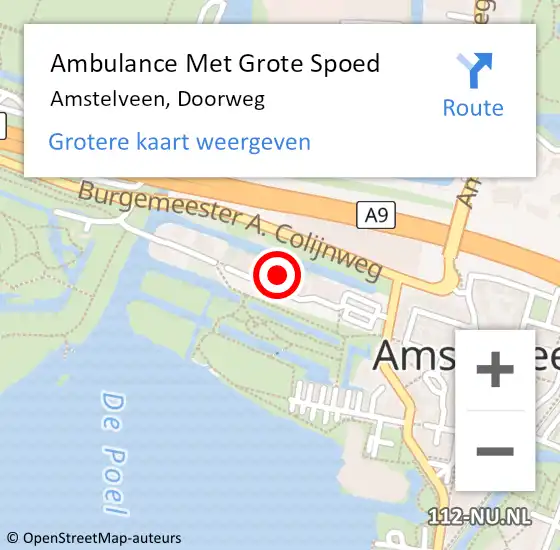 Locatie op kaart van de 112 melding: Ambulance Met Grote Spoed Naar Amstelveen, Doorweg op 28 januari 2022 23:31