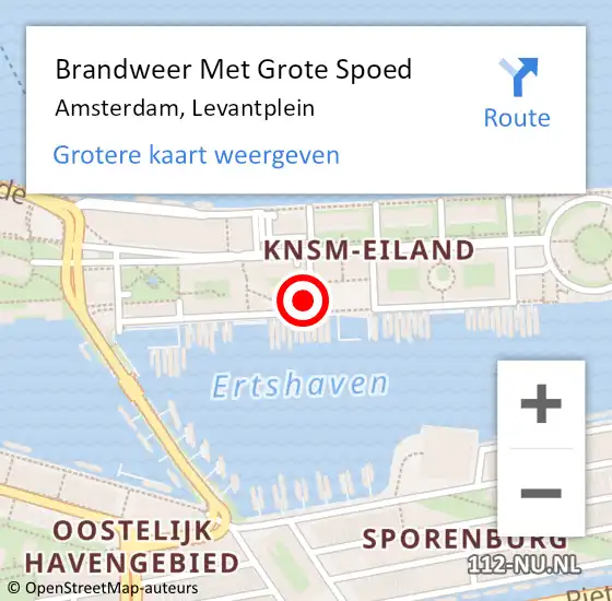 Locatie op kaart van de 112 melding: Brandweer Met Grote Spoed Naar Amsterdam, Levantplein op 28 januari 2022 23:39