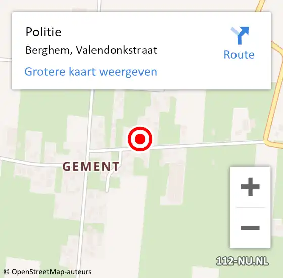 Locatie op kaart van de 112 melding: Politie Berghem, Valendonkstraat op 28 januari 2022 23:46
