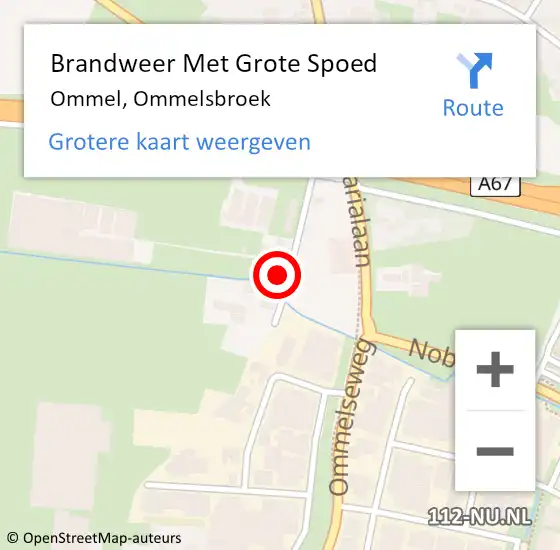 Locatie op kaart van de 112 melding: Brandweer Met Grote Spoed Naar Ommel, Ommelsbroek op 28 januari 2022 23:52