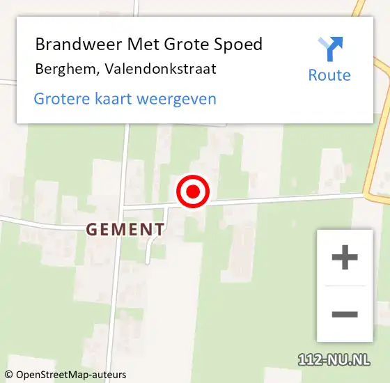 Locatie op kaart van de 112 melding: Brandweer Met Grote Spoed Naar Berghem, Valendonkstraat op 28 januari 2022 23:57