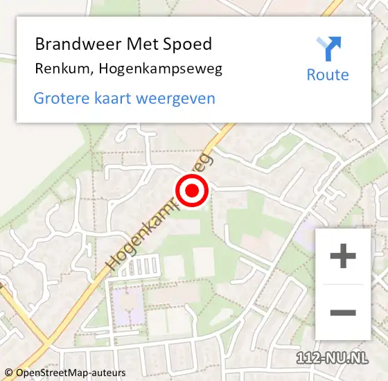 Locatie op kaart van de 112 melding: Brandweer Met Spoed Naar Renkum, Hogenkampseweg op 29 januari 2022 00:05