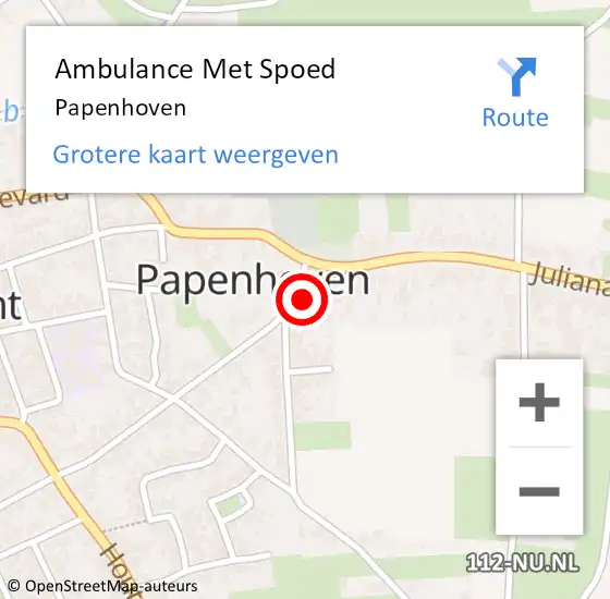 Locatie op kaart van de 112 melding: Ambulance Met Spoed Naar Papenhoven op 6 juli 2014 17:33