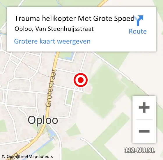 Locatie op kaart van de 112 melding: Trauma helikopter Met Grote Spoed Naar Oploo, Van Steenhuijsstraat op 29 januari 2022 01:42