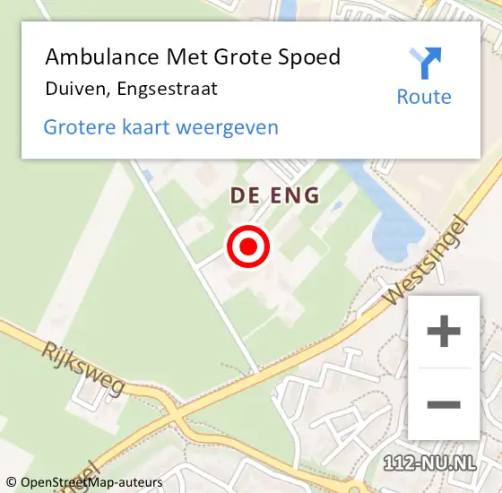 Locatie op kaart van de 112 melding: Ambulance Met Grote Spoed Naar Duiven, Engsestraat op 29 januari 2022 01:51